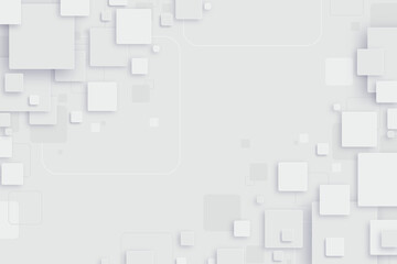 White Minimalist Geometric Background with 3D Square Pattern and Soft Shadows