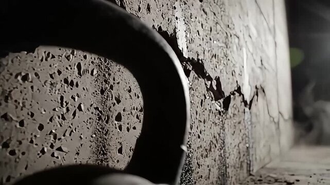 Cracked Concrete Wall with Shadows and Texture.