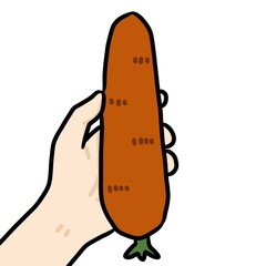 hand holding carrot, illustration