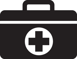 Obraz premium Medical emergency medical kit icon with cross symbol design