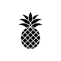 Obraz premium Simple black and white illustration of a whole pineapple fruit