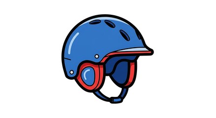 Obraz premium Blue Bicycle Helmet with Red Goggles.