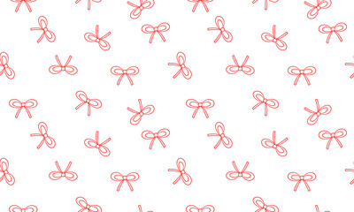 Seamless pattern of hand draw red bow on white background.