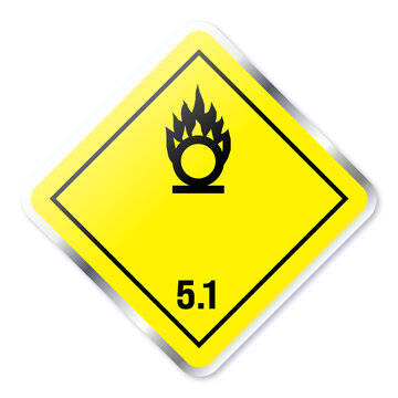 UN Class 5.1 Oxidizer Transport Hazard Label Icon