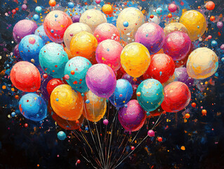 Colorful Balloons Rising in Mid-Air in a Joyful Celebration