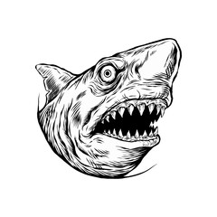 hand drawn illustration of shark head vector