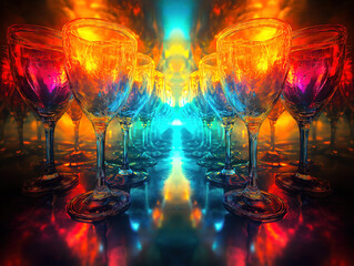 A Luxurious Kosher Wine Glass Composition with Soft Glowing Light