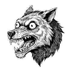 hand drawn illustration of angry wolf head vector