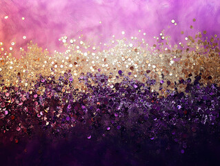 A Dazzling Blend of Purple, Gold, and Silver Sparkling Tones