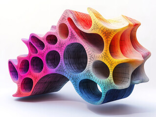 A High-Tech 3D Sculpture of Hebrew Calligraphy with Layered Effects