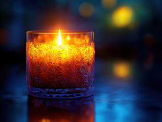 Warm Candlelight Encased in a Beautifully Textured Glass Holder