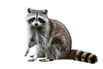 Fototapeta premium close up of a raccoon sitting isolated on transparent background.