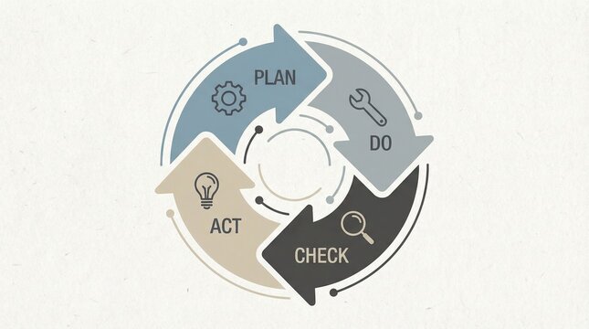 PDCA Cycle Diagram for Business Process Improvement and Quality Management