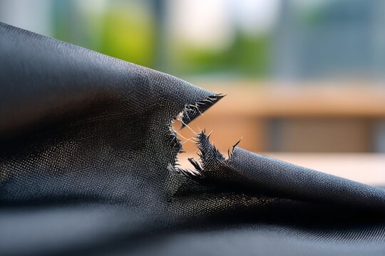 Close-Up of Fabric Tearing Slowly at a Single Stress Point in Soft Material