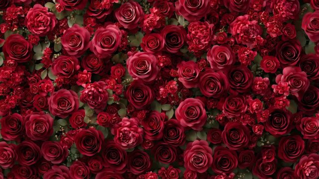 俯瞰で見た花｜縦にゆっくり流れる動画背景｜バラ