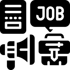 job promotion glyph icon. Strong and solid vector icon for websites, mobile interfaces, presentations, and visual branding. High quality and easy to edit.