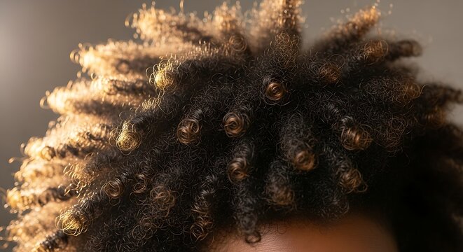 Closeup of Curly Brown Afro Textured Hair