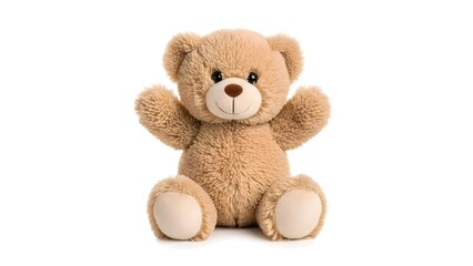Obraz premium A fluffy, cute teddy bear sits with its arms outstretched, looking directly at the camera with a friendly expression on its face