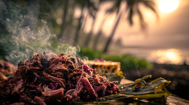 Hawaiian Kalua Pork slow-roasted in imu underground oven