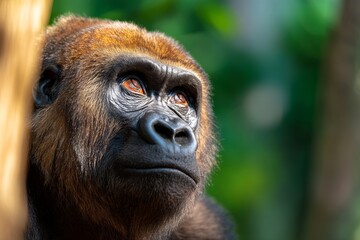 Obraz premium Intense Moment of Awareness in Gorilla's Captivating Face Expression