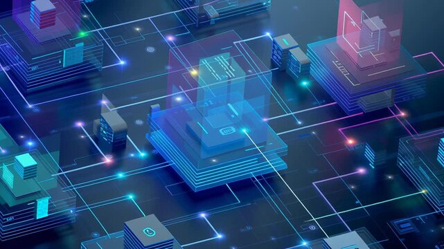 Protected data ecosystem, encrypted data elements connected within secure architecture, editorial enterprise imagery, confidential data ecosystem