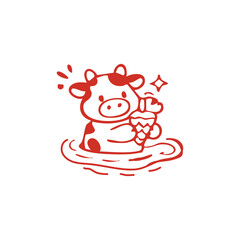 Happy Cow Enjoying Ice Cream