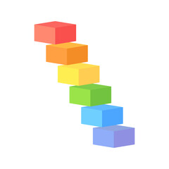 Obraz premium Colorful layer block template. Business, data, presentation, infographic, stage, process concepts. Flat decorative vector design isolated illustration.