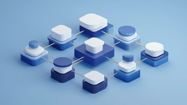 Platform based business strategy concept, interconnected modules forming a central platform, minimal corporate design, clean composition