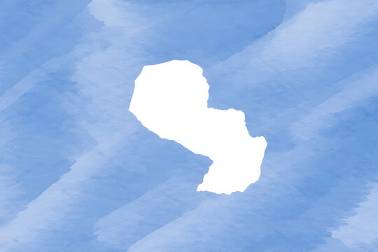 Paraguay map with national flag isolated on blue sky background