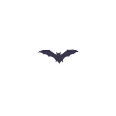 Obraz premium Flying Bat Silhouette Vector Illustration Isolated on White Background. Halloween Spooky Creature Graphic Element.