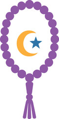 Islamic prayer beads with crescent and star symbol for muslim religion
