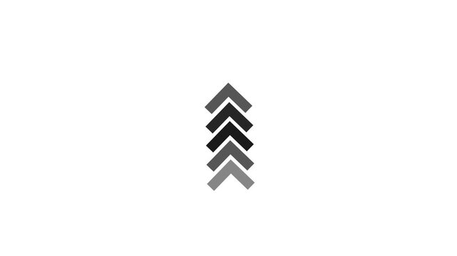 A stack of four grayscale chevron arrows pointing upwards on a white background.