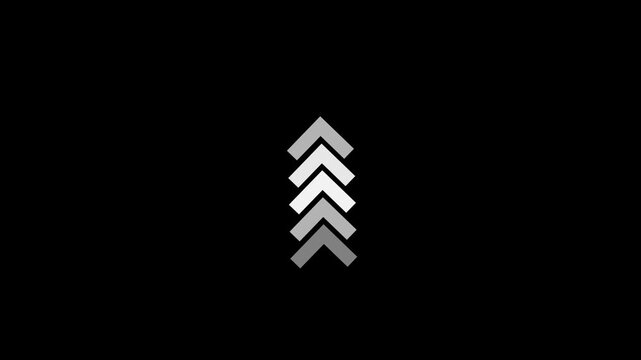 A stack of four grayscale arrows pointing upwards against a black background.