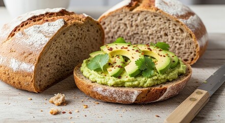 Avocado Toast on Freshly Baked Sourdough Bread.