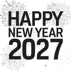 Happy New Year 2027 Festive Celebration on White Background