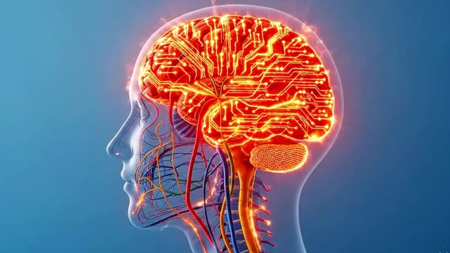 A detailed video illustration of the human brain and nervous system