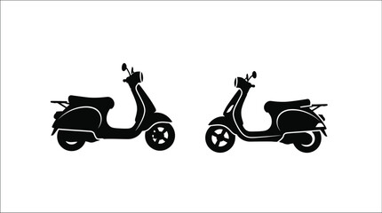 Obraz premium Two vintage scooters depicted in a striking black silhouette