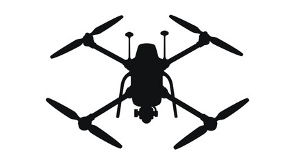 A black drone with four propellers shown as a striking silhouette © MDEmon