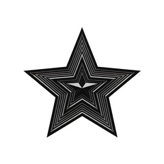 Obraz premium Black and white layered star shape with metallic sheen geometric concentric des