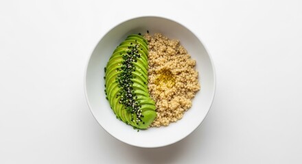 Healthy Oatmeal and Avocado Bowl.