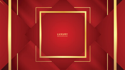 Red Luxury Background With Gold Lines and Abstract Shapes. Elegant style vector design