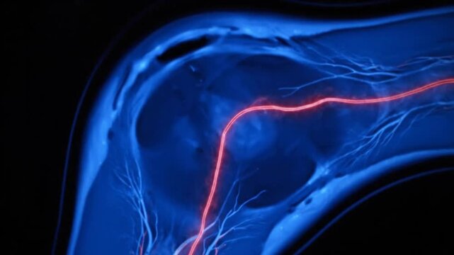 Red Line on Blue Background.