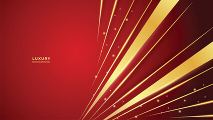 Red Luxury Background With Gold Lines, Shapes and Glitter Effect. Elegant style vector design