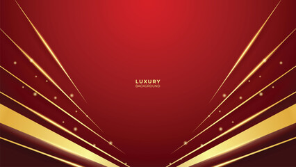Red Luxury Background With Gold Lines, Shapes and Glitter Effect. Elegant style vector design