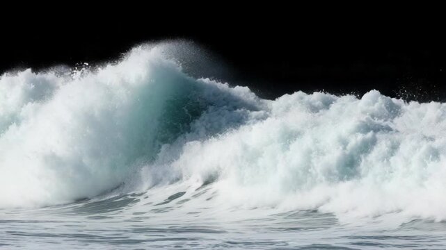 Powerful Ocean Waves Crashing with White Foam and Dark Sky