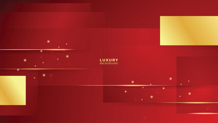 Red Luxury Background With Gold Lines, Shapes and Glitter Effect. Elegant style vector design