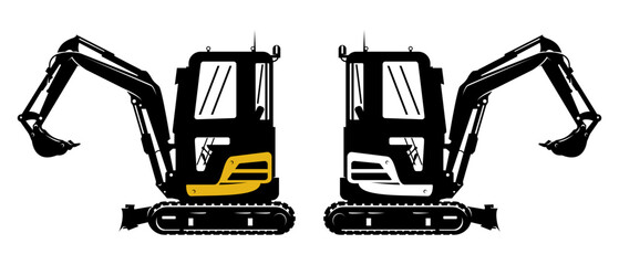 Silhouette of a compact excavator Design Art © THE LASTMINI