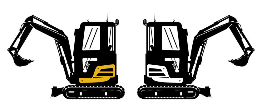 Silhouette of a compact excavator Design Art