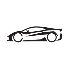 Car Logo Icon Sleek Silhouette Vector on White Background