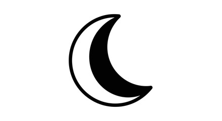 Obraz premium Minimalist Crescent Moon Outline Icon. Simple Black and White Vector Graphic Isolated on White Background for Design.